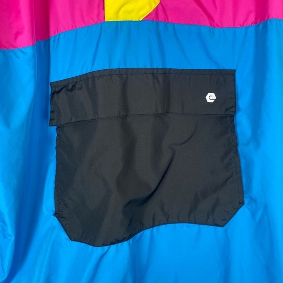 Elbowgrease Oversized Colorblock Y2K Pink & Blue Hooded Windbreaker size XL - Picture 2 of 7